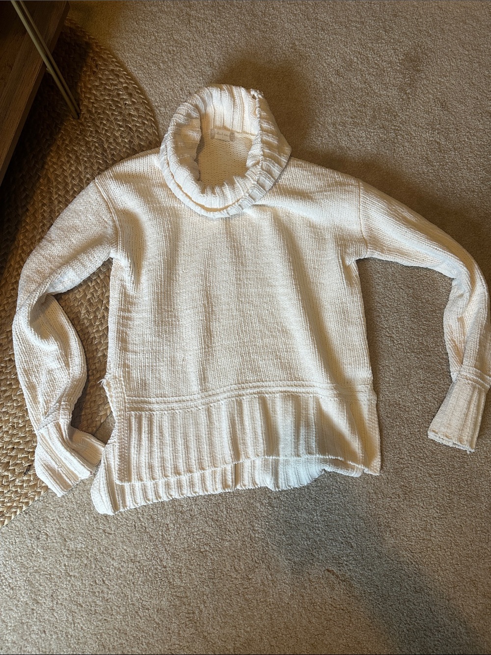 Altar'd State Ivory Ribbed Cowl Neck Sweater